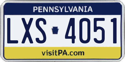 PA license plate LXS4051