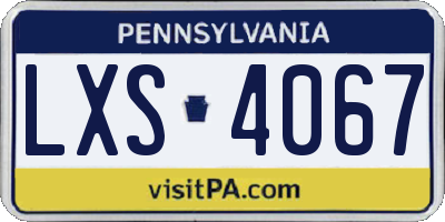 PA license plate LXS4067