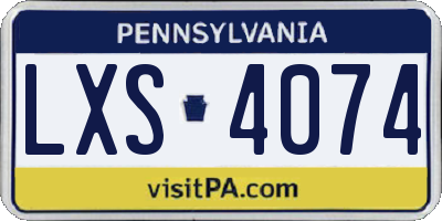 PA license plate LXS4074