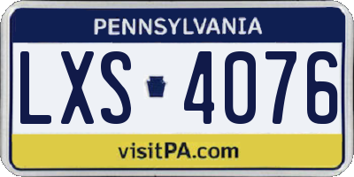 PA license plate LXS4076
