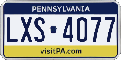 PA license plate LXS4077