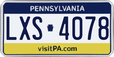 PA license plate LXS4078