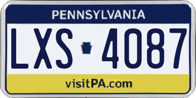 PA license plate LXS4087