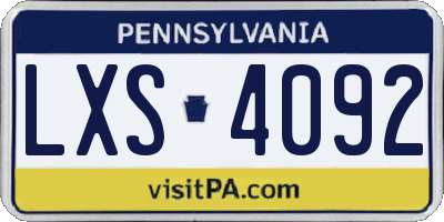 PA license plate LXS4092