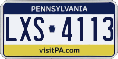 PA license plate LXS4113