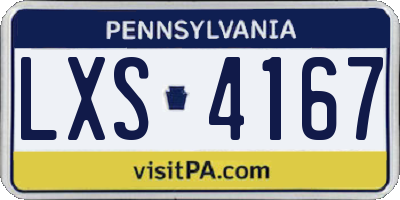 PA license plate LXS4167