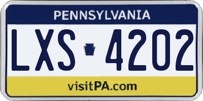 PA license plate LXS4202