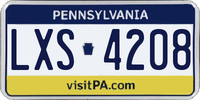 PA license plate LXS4208