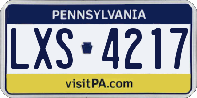 PA license plate LXS4217