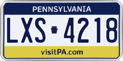 PA license plate LXS4218