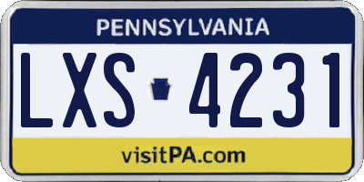 PA license plate LXS4231