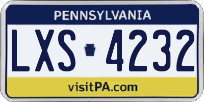 PA license plate LXS4232