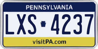 PA license plate LXS4237