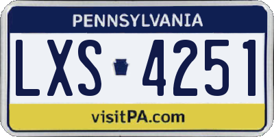 PA license plate LXS4251