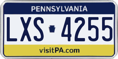 PA license plate LXS4255