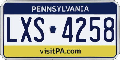 PA license plate LXS4258