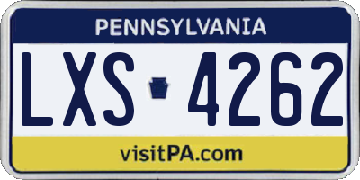 PA license plate LXS4262