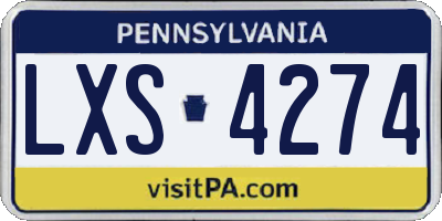 PA license plate LXS4274