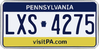PA license plate LXS4275