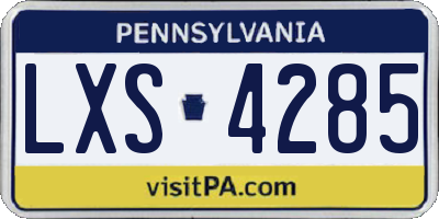 PA license plate LXS4285