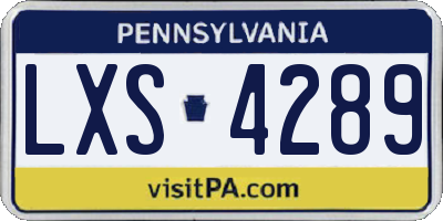 PA license plate LXS4289