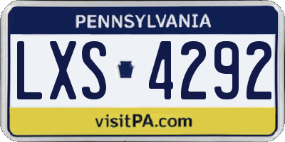 PA license plate LXS4292
