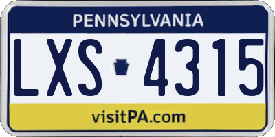 PA license plate LXS4315