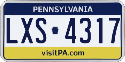 PA license plate LXS4317