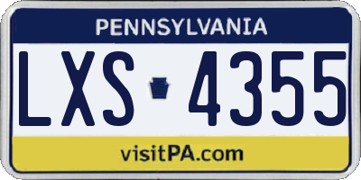PA license plate LXS4355