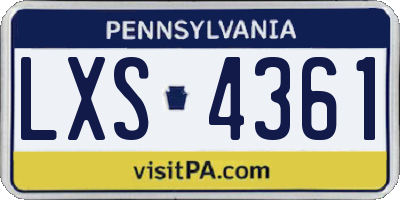PA license plate LXS4361