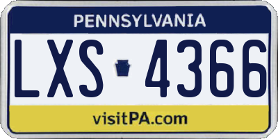 PA license plate LXS4366