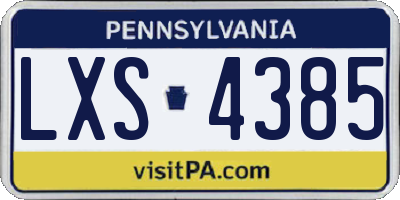 PA license plate LXS4385