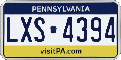 PA license plate LXS4394