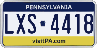 PA license plate LXS4418