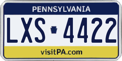 PA license plate LXS4422