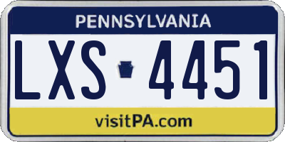 PA license plate LXS4451