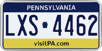 PA license plate LXS4462