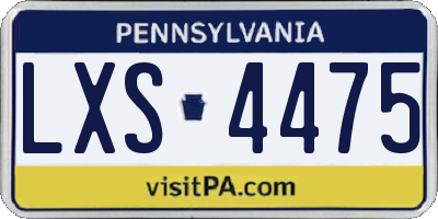 PA license plate LXS4475