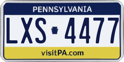 PA license plate LXS4477