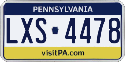 PA license plate LXS4478