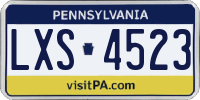 PA license plate LXS4523