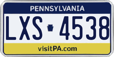 PA license plate LXS4538