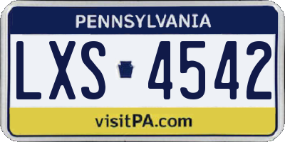 PA license plate LXS4542