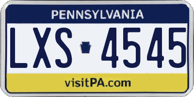 PA license plate LXS4545