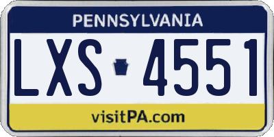 PA license plate LXS4551