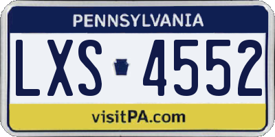 PA license plate LXS4552