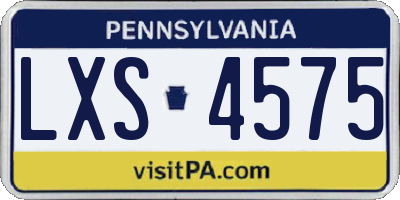 PA license plate LXS4575
