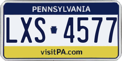 PA license plate LXS4577