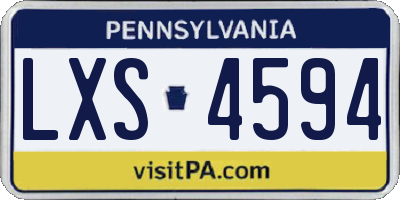 PA license plate LXS4594
