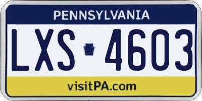 PA license plate LXS4603